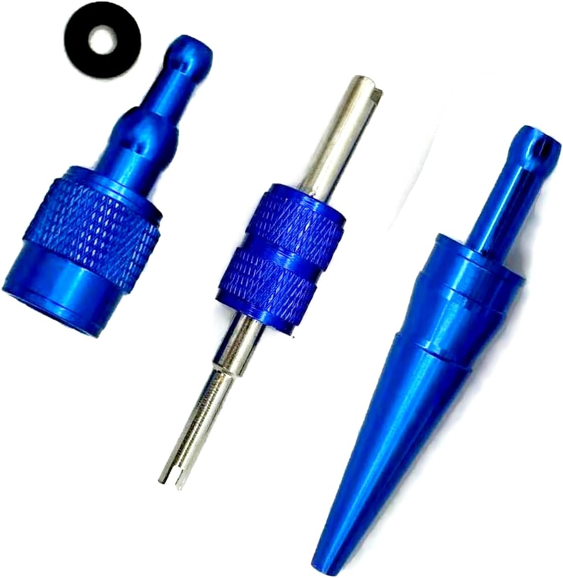 EVAP Service Test Port Adapter Kit - 3-Piece - Smoke Machine Diagnostic | Service port fitting + Schrader tool + free nozzle adapter. Emissions leak detection kit.