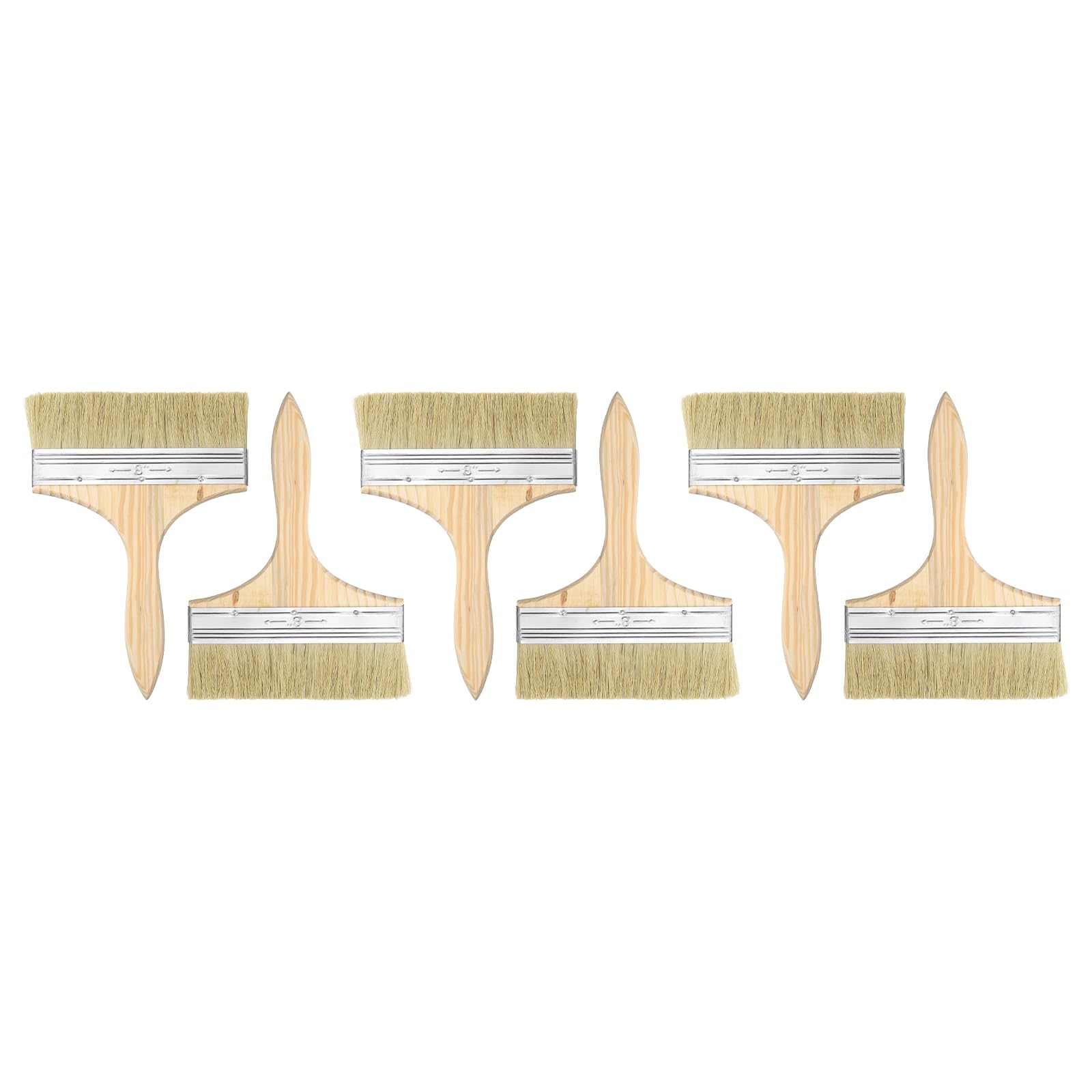 sourcing map 6pcs Double Thick Chip Paint Brush 7" Flat Bristle Painting Brushes with Wooden Handle for DIY Art Painting Furniture Cabinet Fences Deck Wall Door Trim, White — image 1
