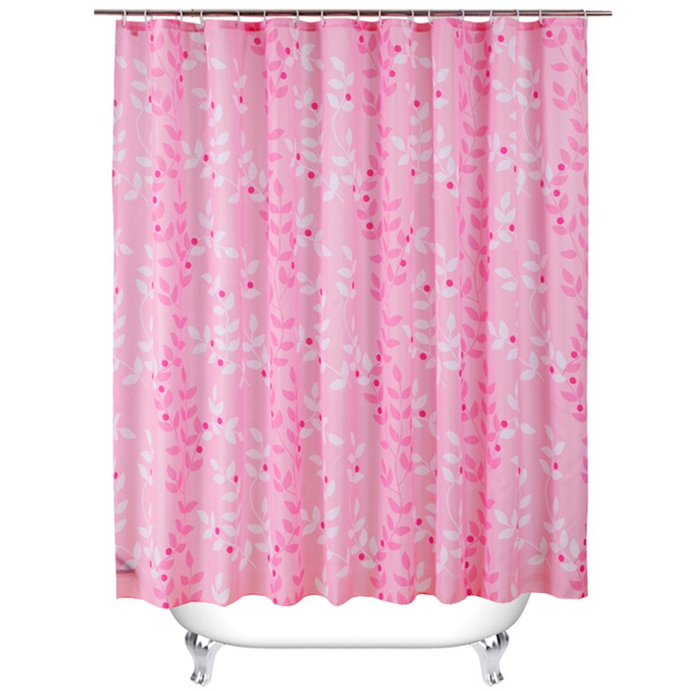 Uniuooi Pink Shower Curtain Bathroom Waterproof Mould Proof Resistant Machine Washable 100% Polyester Fabric 180 x 180 cm/71 x 71 inch - Includes 12PCS Plastic Hooks