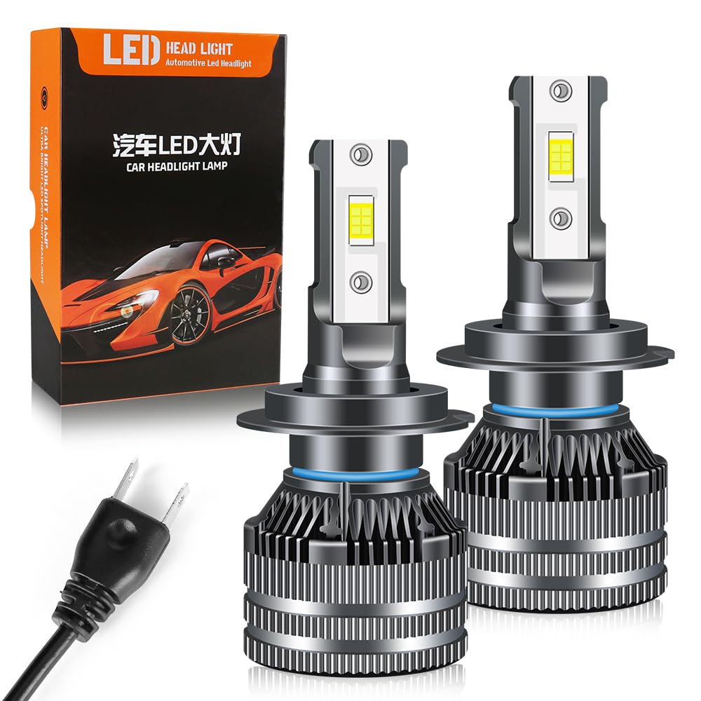 LUNQIN H7 H7LL for Auto Led Bulb Car Headlight Low Beam High Beams Fog Light Bulbs Lights Head Front Full Lamp (Replacement Assembly White Illumination Accessories) Pack of 2 IP68 6000K Plug-N-Play
