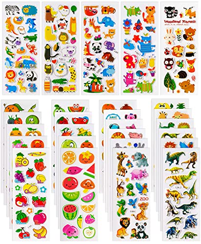 1000+ Gommettes Enfant 3D Autocollants 2 Ans 3 Ans Animaux Fruits Légumes Stickers