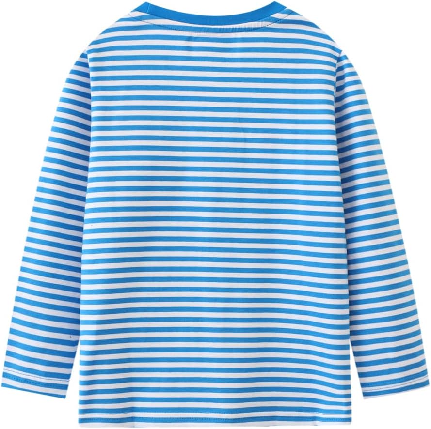 Toddler Boy Long Sleeve Shirts Kids Pullover Top Planet Dinosaur Tractor Cotton Graphic T-Shirt - Image 2