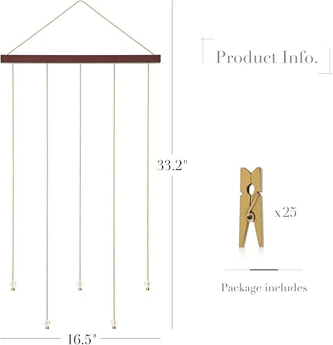 Miniatura 7 de Mkono Soporte para fotos colgantes con 25 clips de madera, decoración de habitación de adolescentes y niñas, tarjetas de felicitación navideñas,
