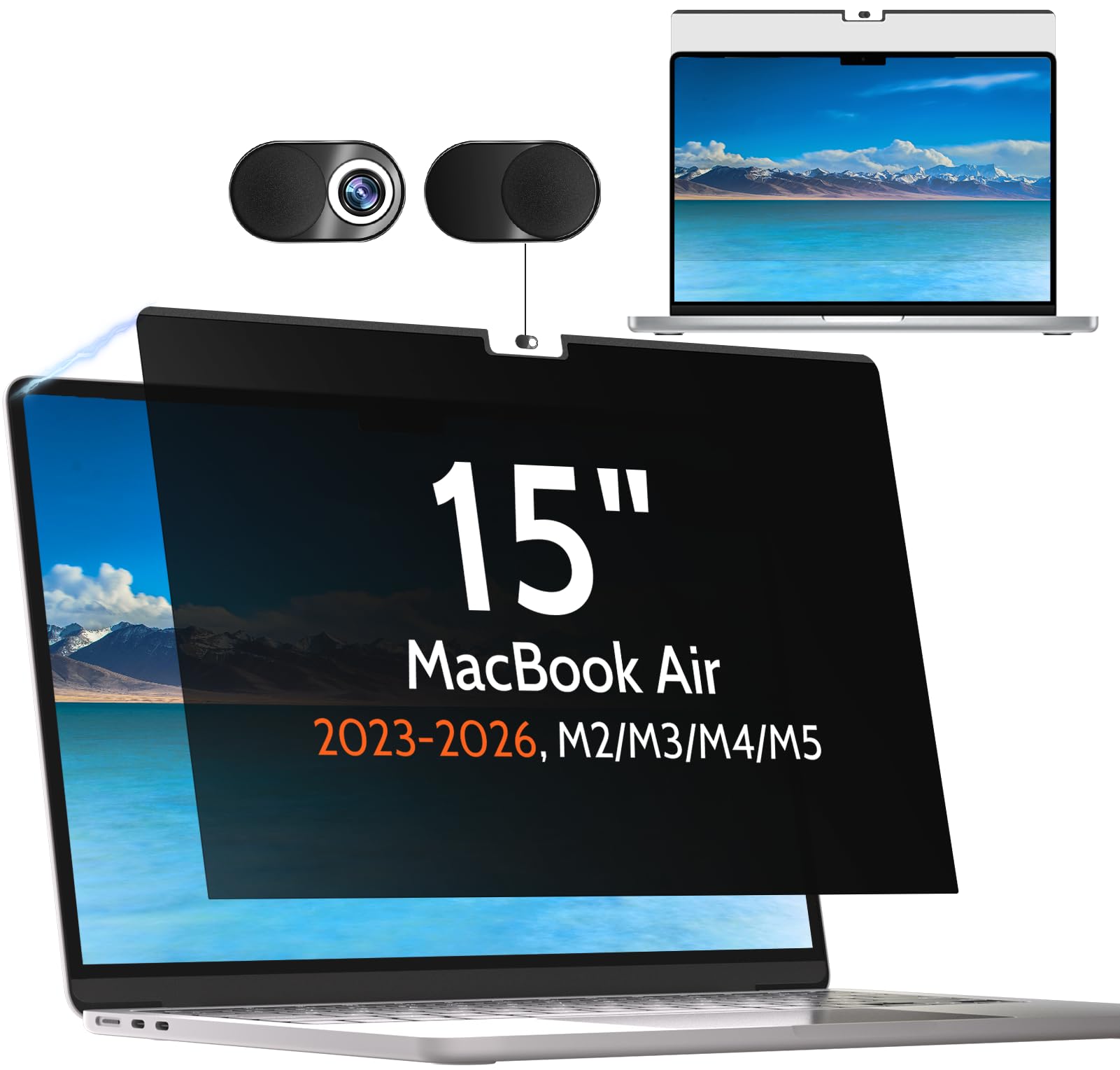 Mamol Privacy Screen for MacBook Air 15 Inch 2023-2026 (M2 M3 M4 M5), Magnetic Removable Anti Glare Blue Light Filter Protector