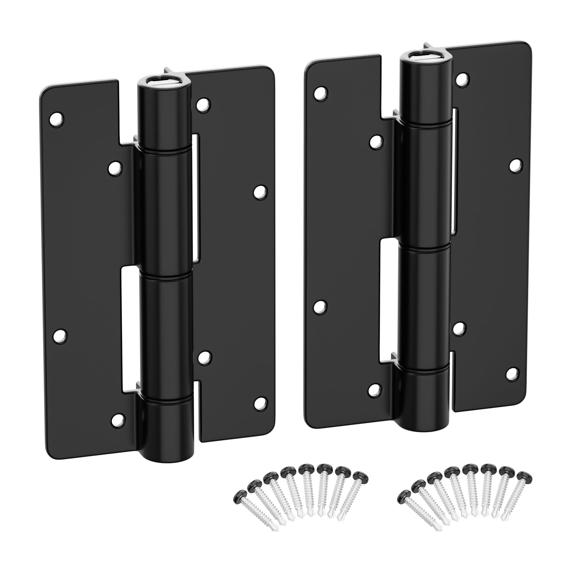 Photo 1 of 5-3/4" Self Closing Aluminum Gate Hinges for Metal Gates,Heavy Duty Fence Door Hinges for Pool Gate, Adjustable Tension Hinges for Vinyl Fence,Hinges for Indoor Outdoor,Gate Hardware,2Pack,Matte Black