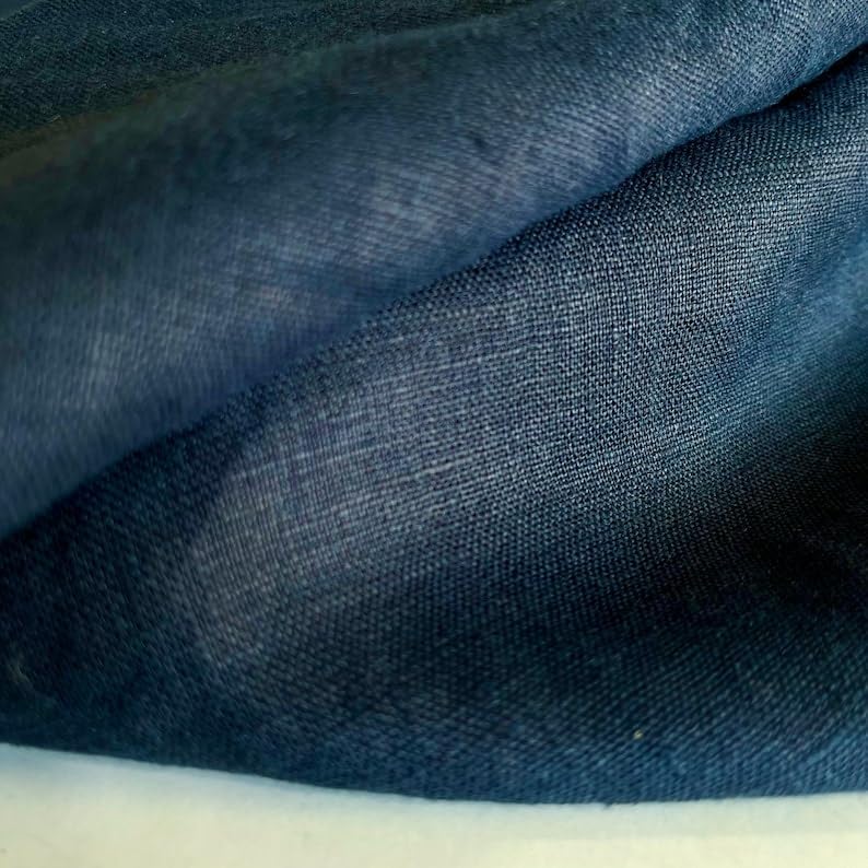 Pure Linen Fabric Navy Blue,Stonewashed, Linen, Pure Linen, Fabric by The Yard(150cm// 1,64 Yard // 57 inc)