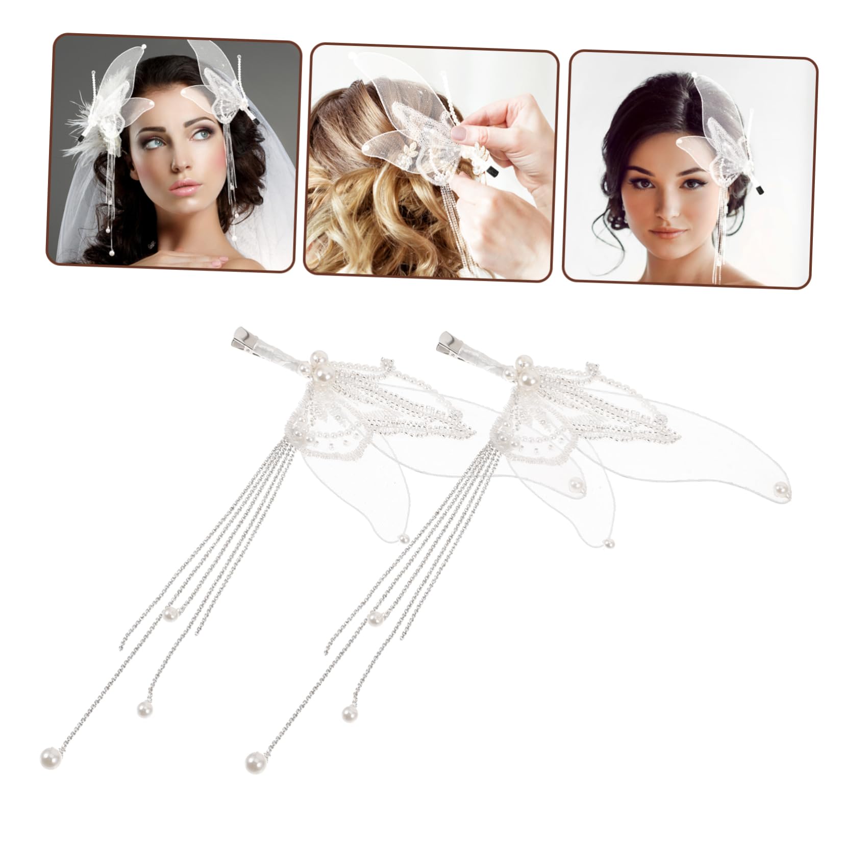 VICASKY 3 Paia Clip per con Nappine e Fermagli Leggeri ed Eleganti per Spose e Ragazze Accessori Raffinati per Acconciature Matrimonio e Cerimonie