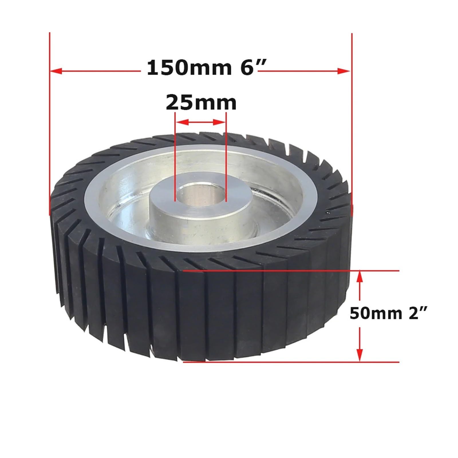 Ruota di espansione in gomma con manicotti abrasivi (150 mm x 50 mm/25 mm) | 150x50x25mm
