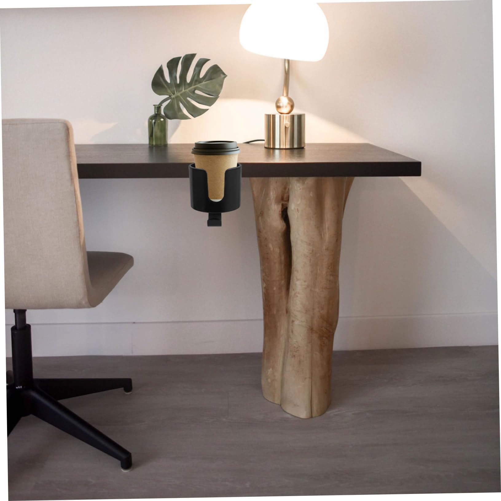 MAGICLULU Klemmbarer Becherhalter mit 360° Drehbarem Kopfhörerhaken Tischklemme für Aluminiumlegierung für Schreibtisch und Campingstuhl