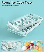 Vista 2 de Bandeja para cubitos de hielo con tapa y contenedor, bandejas redondas para cubitos de hielo para congelador, molde de hielo de grado alimenticio