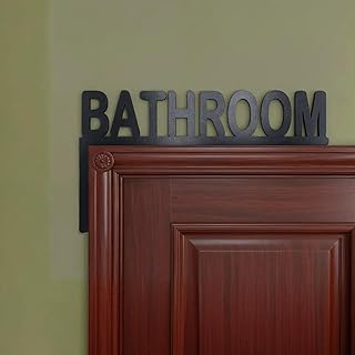 Wooden Bathroom Door Topper, Bathroom Door Signs Black Bathrooms Sign Minimalist Home Frame Ornament for Home Bathrooms Restroom (Left Side)