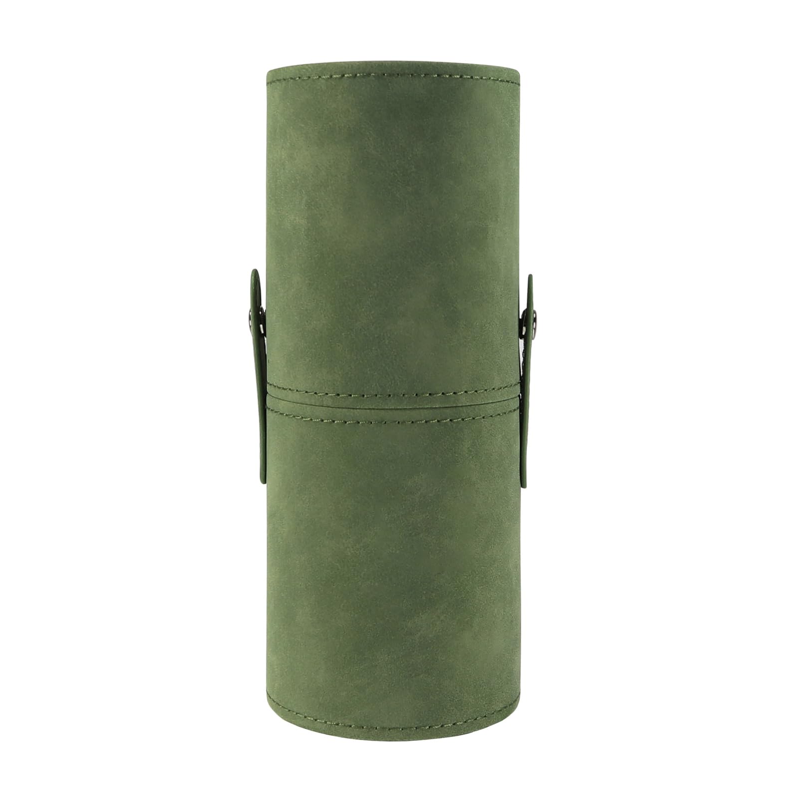 Kososuru Portable Makeup Brush Case,Pu Leather Makeup Brush Holder with Button,Travel Cup Storage Dustproof Makeup Cosmetic Bags for Women (Grass