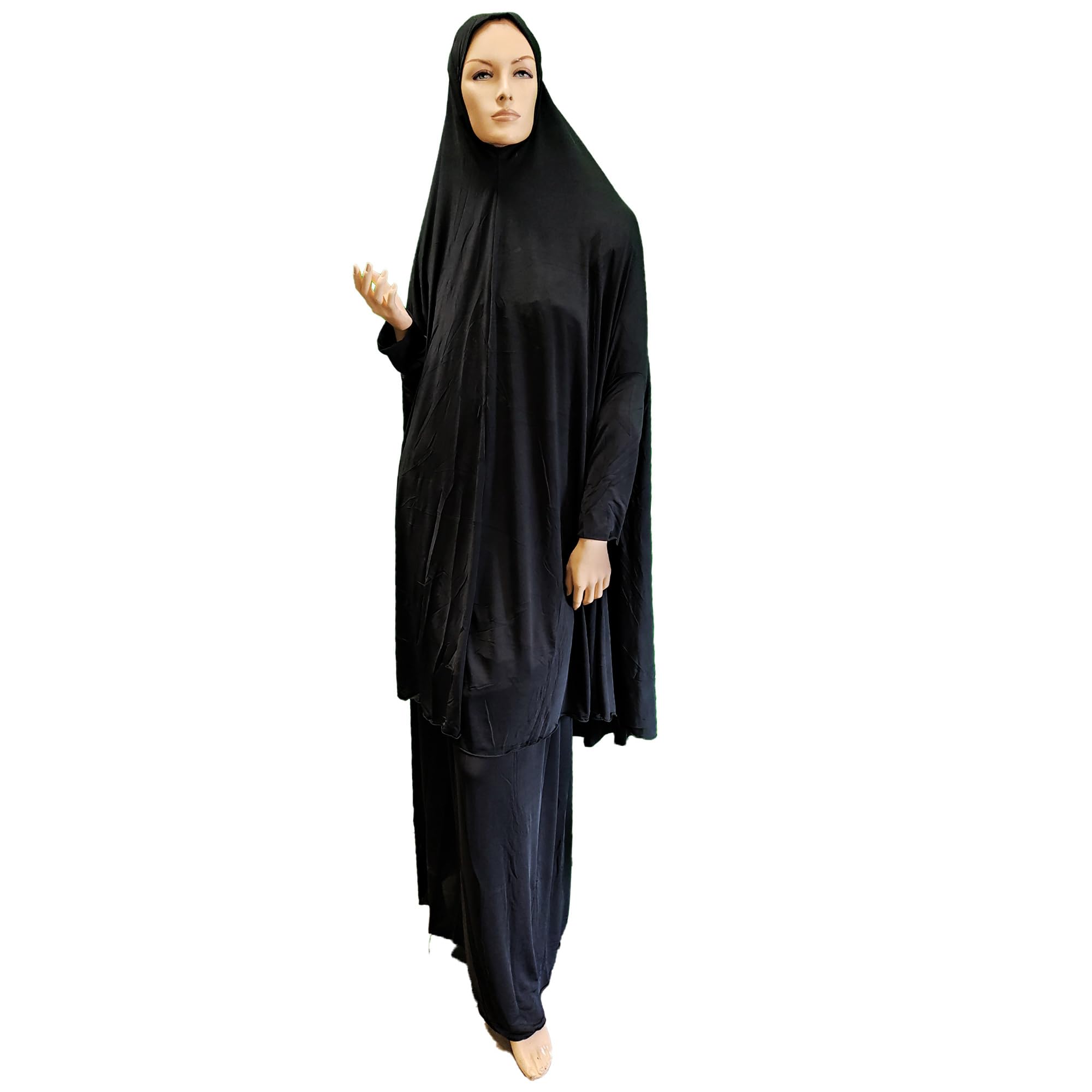 Ladies Abaya Mukena Telekung Black Overhead Sleeves 2 Piece Blouse Women Gift Ramadan Eid Prayer Modest Cloth - Image 3