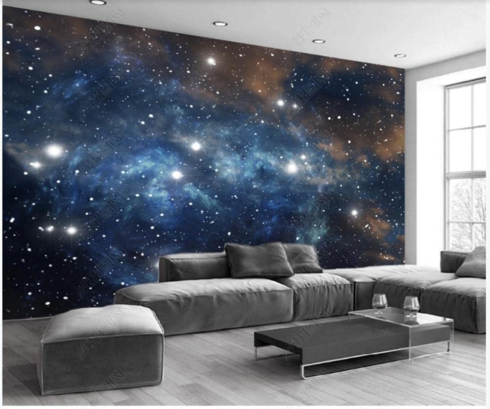 Papier Peint Panoramique Galaxie Bleue Étoilée 400X280cm