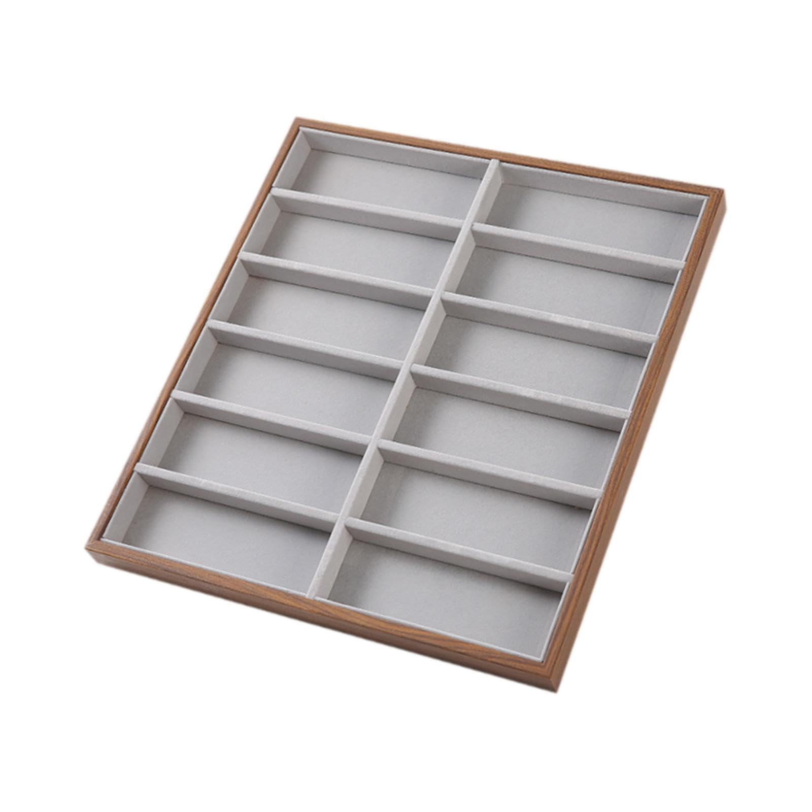 perfk Bandeja expositora para gafas, organizador de gafas multiusos para hombres y mujeres, soporte para gafas y organizador de joyas para mesa del, 12 Cuadrículas de 36x40x3 Cm