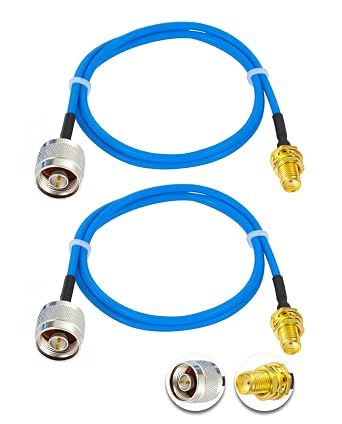 2PCS SMA Female to N Type Male RF Coaxial Cable N Type RF Coax Pigtail Cable 20" /50CM RG405 SMA Male 50 Ohm Low Loss Extension Cable