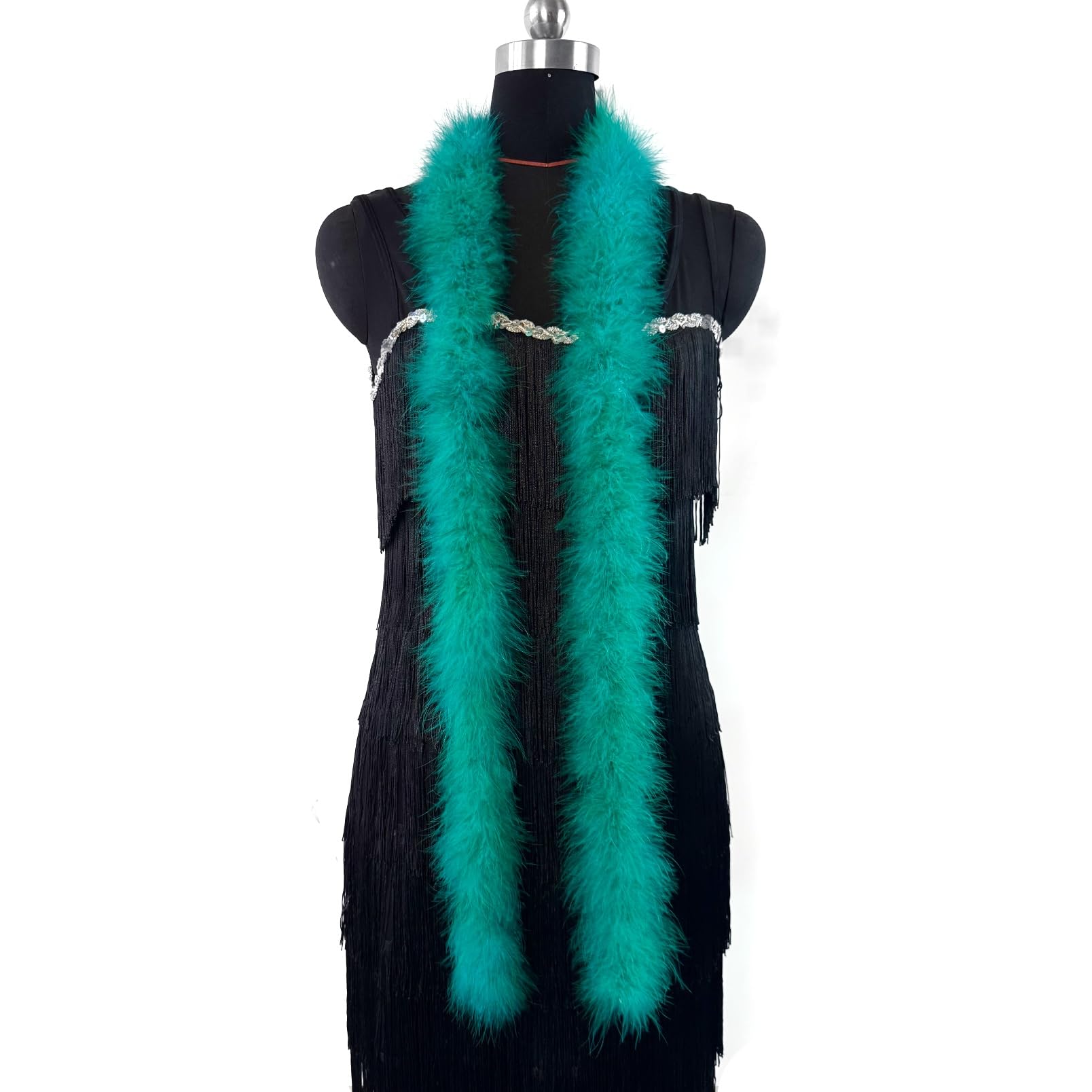 2 Yards 20g Fluffy Marabou Feather Boa for DIY Craft Sewing Trim Home Wedding Party Decoration-Dark Green