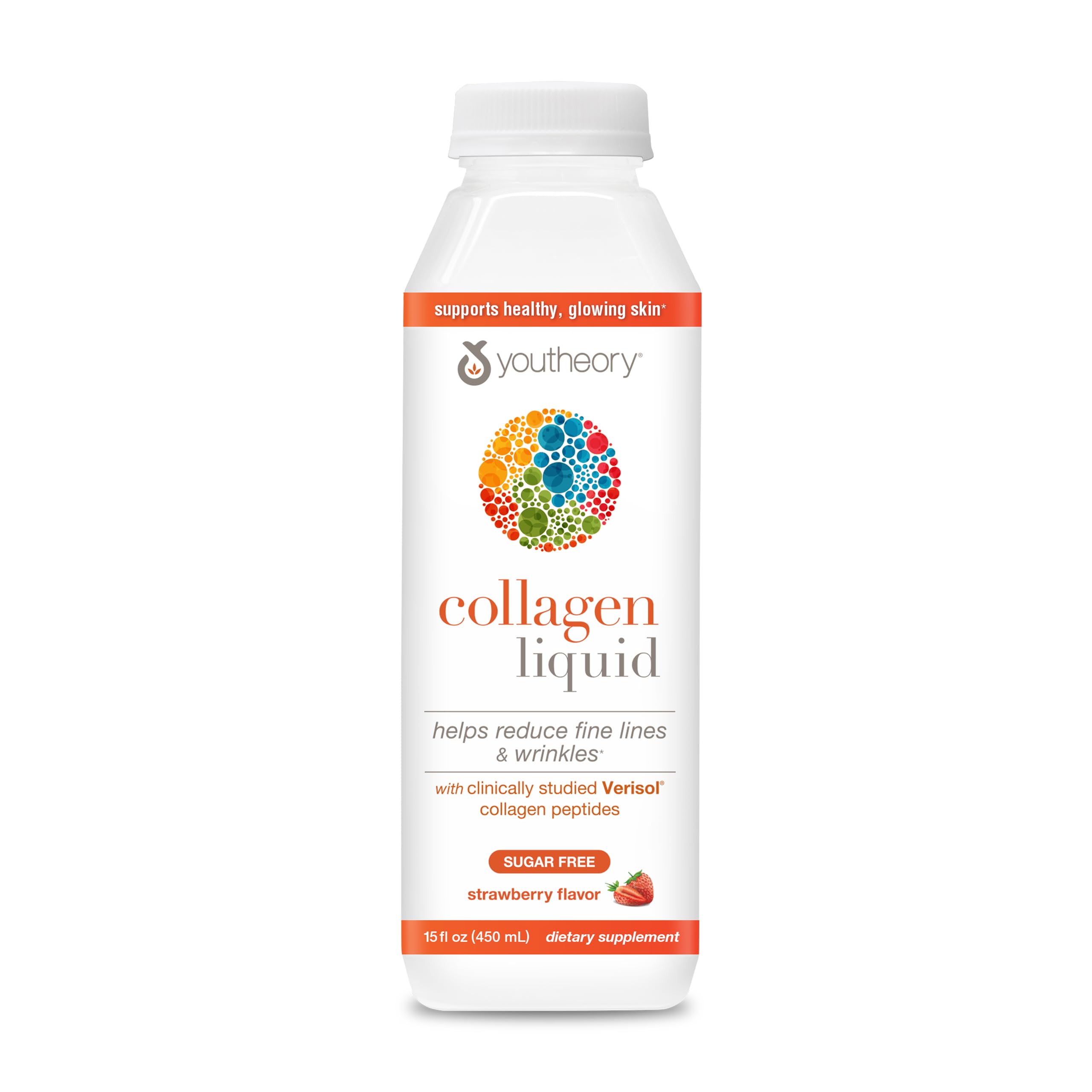 Youtheory Collagen Liquid - 2,500 mg Verisol Hydrolyzed Collagen Peptides - Supports Hair Growth & Nail, Joint & Bone Health* - Amino Acids & Vitamin C - Ready-to-Drink - Strawberry - 15 fl oz