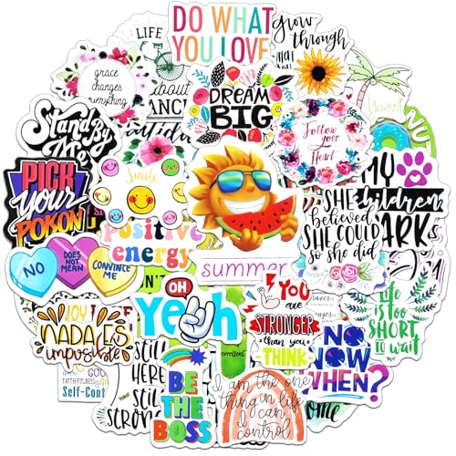 Inspirational Quotes Sticker Pack, 100 Pcs Positive Affirmation Motivational Phrase Stickers, Waterproof Vinyl for Laptop, Skateboard, Journal, Suitcase, Phone, Bike, Macbook