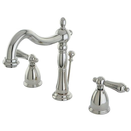 Kingston Brass KB1976AL Heritage Widespread Lavatory Faucet Pn Metal Lever Handles, Polished Nickel, 14 x 6.5 x 8.06
