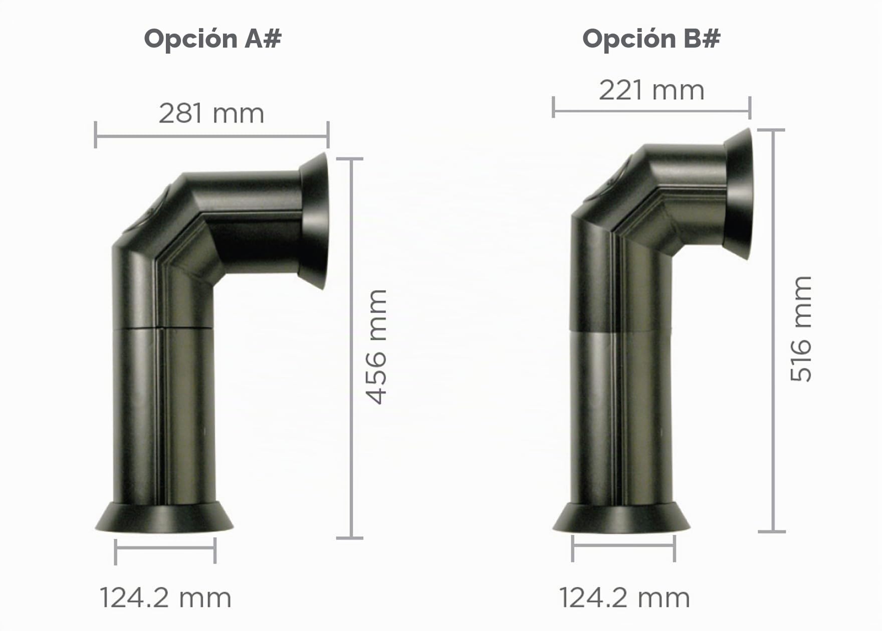 Dimplex Tubo de estufa, accesorio de tubo de chimenea de plástico negro mate para incendios eléctricos, con opciones rectas o en ángulo