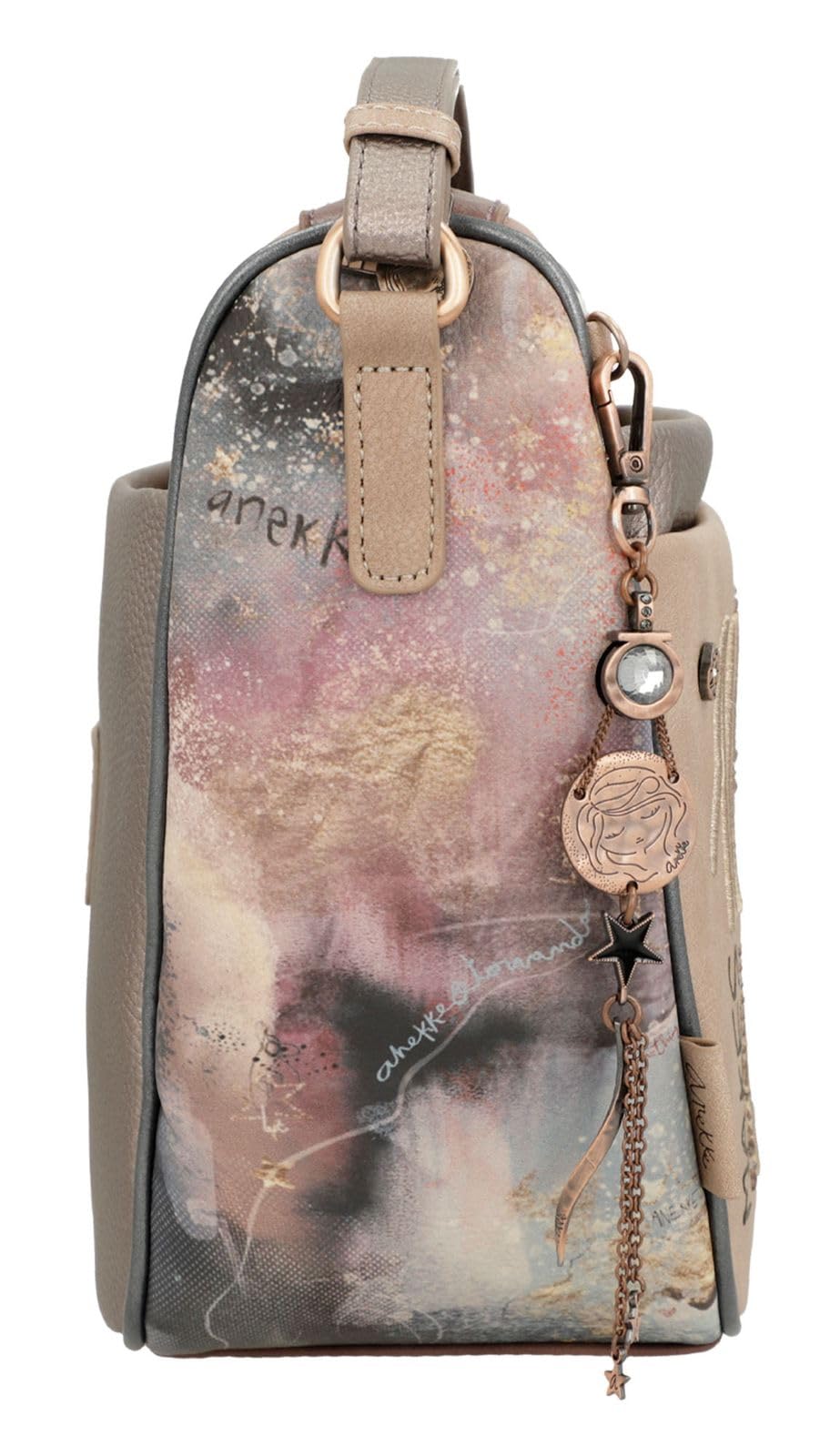 Anekke - Bandolera Grande Stars Mujer - Bolso de Polipiel Ajustable y Cierres de Cremallera - Varios Bolsillos - Medidas 32x25x13 cm
