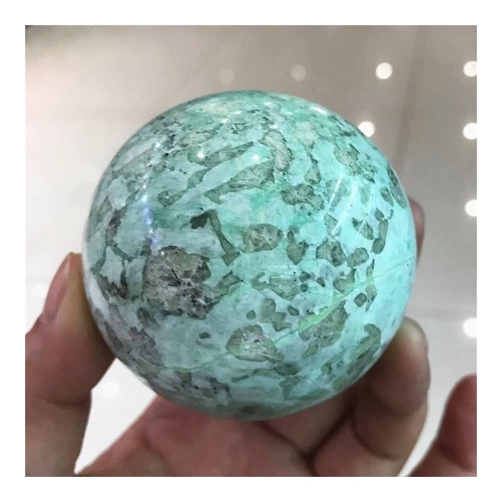 Lleno de Textura Bola de luz de Luna Verde Pulida, Cristal de Natural, Piedras Decorativas, Esfera, Perla Luminosa legendaria, joyería Preciosa Encantadora (Size : 7-8cm)