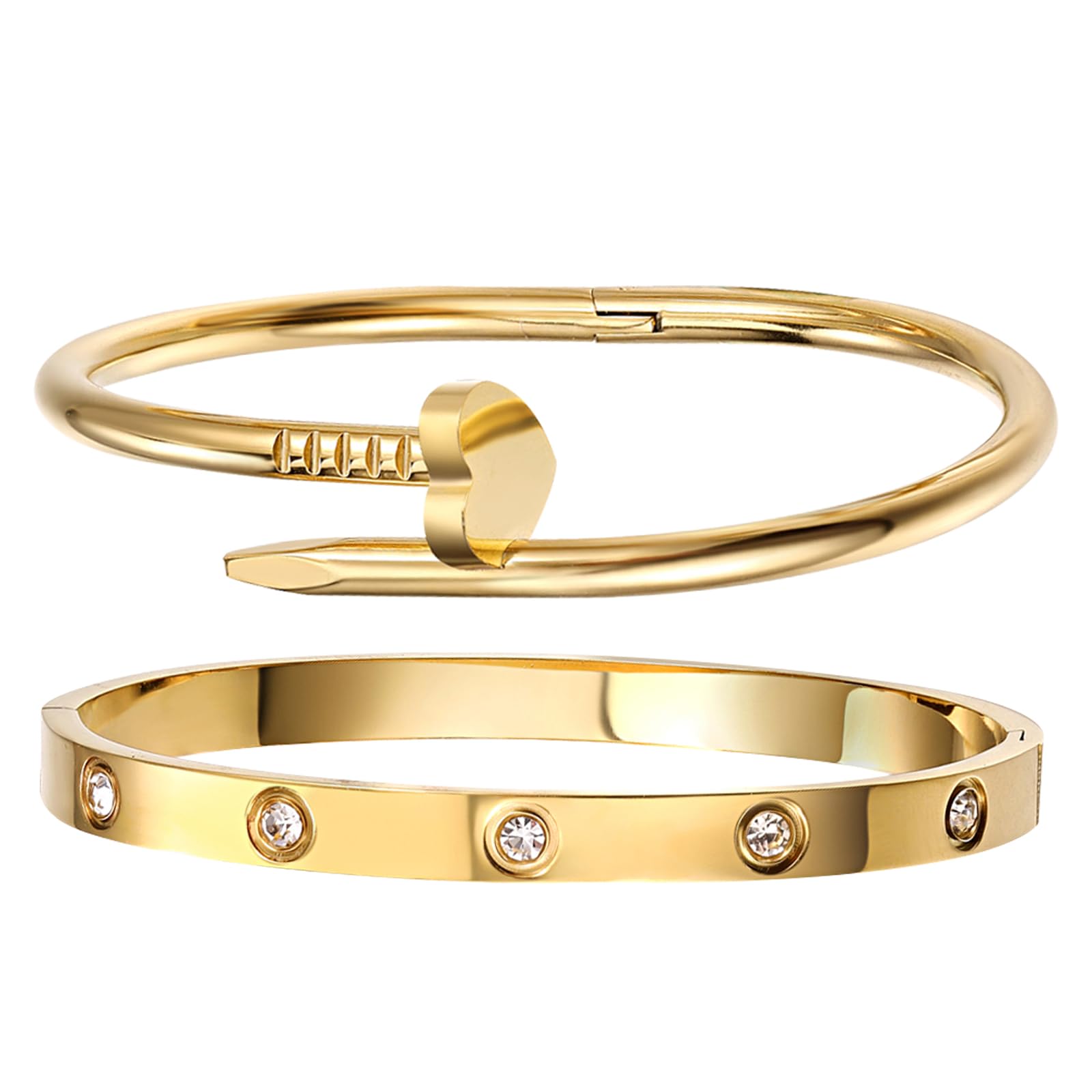 Bracelet jonc en acier inoxydable plaqué or 18 carats avec trèfle empilable pour l'amour bijoux tendance