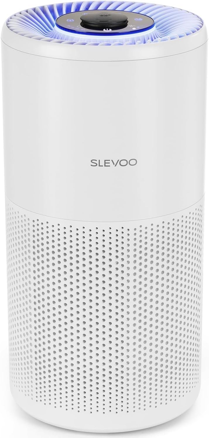 SLEVOO Air Purifier for Home Bedroom up to 1015 ft², Allergies Pet Hair, 3-in-1 Filter with hepa Air Purifier, Ultra Quiet 24 DB Sleep Mode,Aromatherapy,clean for Allergies,Pollutants,Smoke （White）