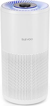 SLEVOO Air Purifier for Home Bedroom, Allergies Pet Hair, 3-in-1 Filter with hepa Air Purifier, Ultra Quiet 24 DB Sleep Mode,Aromatherapy,clean for Allergies,Pollutants,Smoke  White