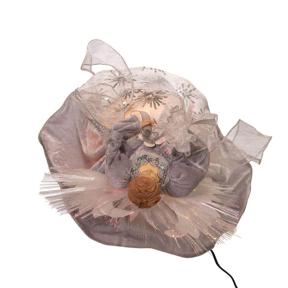 Kurt S. Adler Kurt Adler 16-Inch Fiber Optic White, Silver, and Gray Angel Tree Topper Weihnachtsbaumspitze, Mehrfarbig