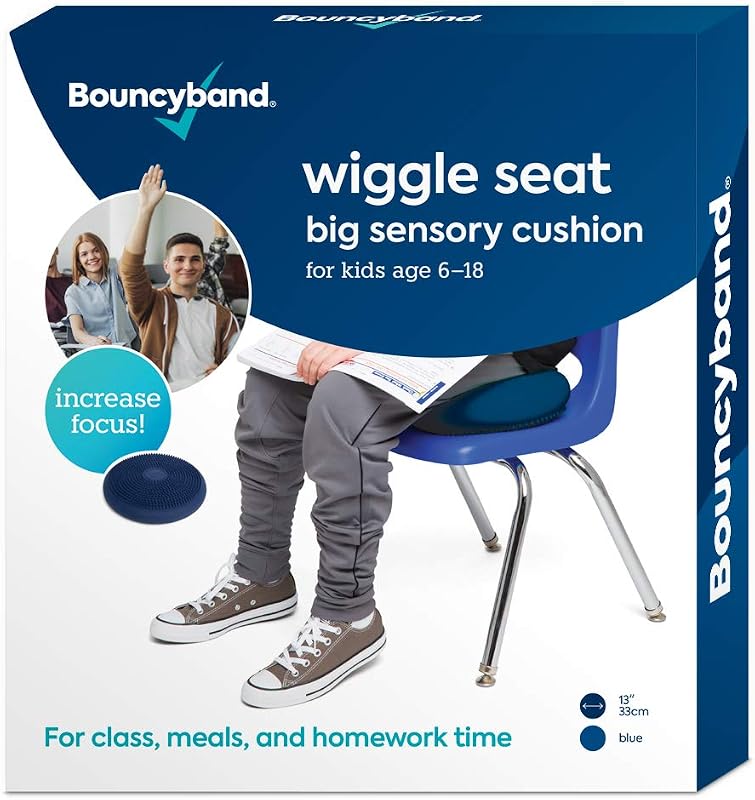 Bouncyband – Wiggle Seat – Blue, 13” D – Large Sensory Cushion for Kids Ages 6-18+ – Promotes Active Learning, Improves Student Productivity, Includes Easy-Inflation Pump | Ages 6-18+ – Promotes Active Learning, Improves Student Productivity, Includes Easy-Inflation Pump