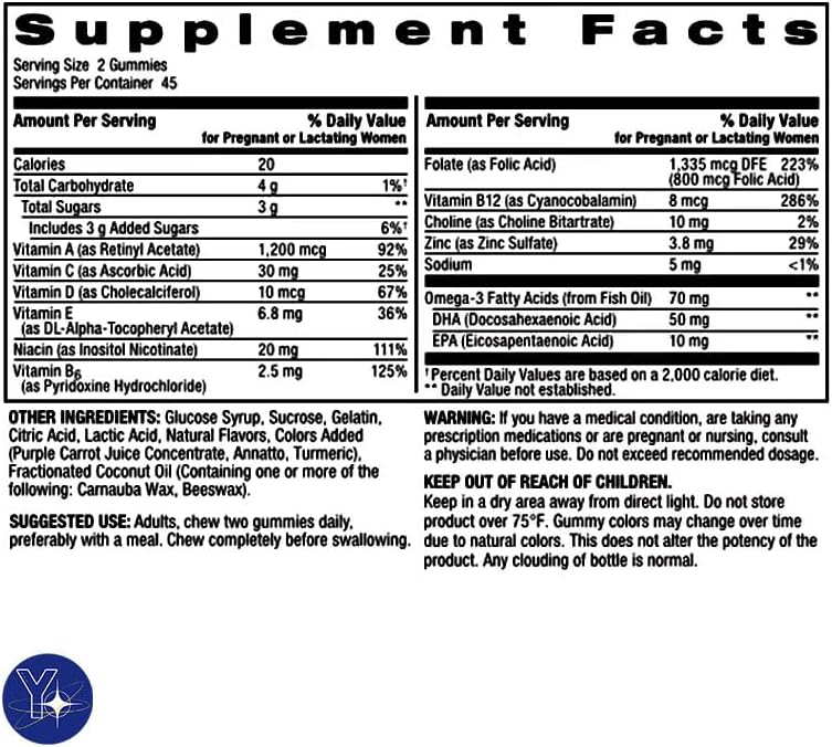 Miniatura 3 de Gomitas multivitamínicas prenatales Spring Valley con DHA y ácido fólico, 90 unidades