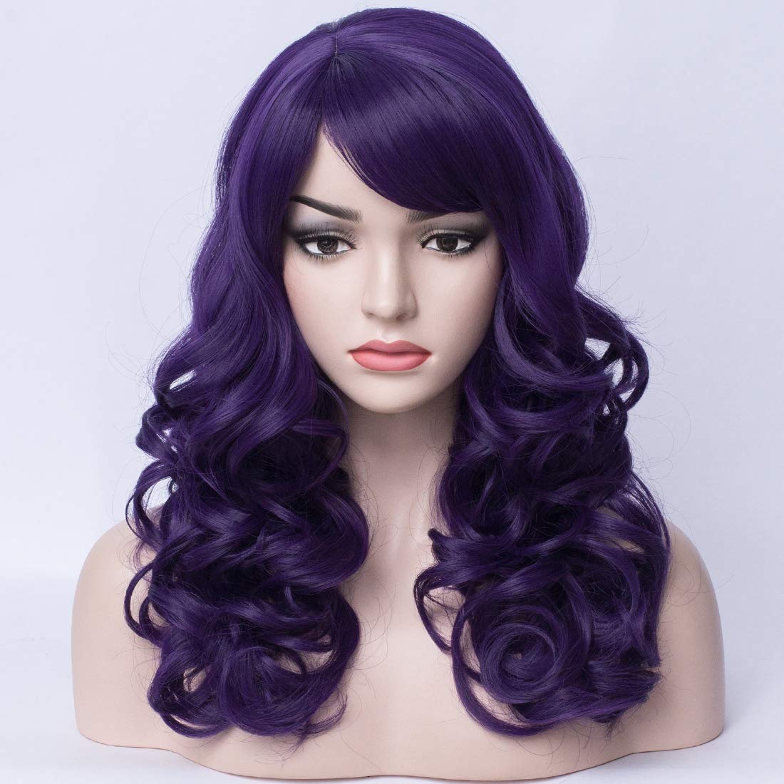 WOMENS Long Curly Wavy Wig Purple Amazon.com : Sallcks Womens Long Curly Wavy Wig Purple Wigs  main image 3