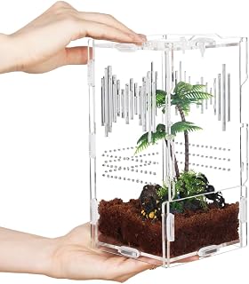 Jumping Spider Enclosure，8" X 4" X 4" Tarantula Enclosure and Acrylic Reptile Enclosure for Jumping Spiders Tarantula Insect Small Tree Dwelling Reptiles