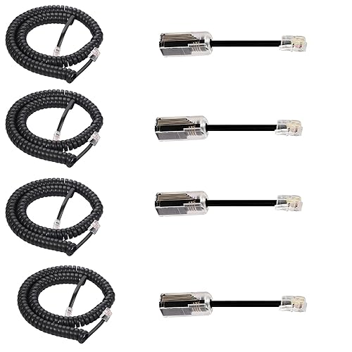 Cable de teléfono, desenredador de cable de teléfono, paquete de 4 cables de 9.2ft sin enrollar1,4 pies en espiral para teléfono con 4 unidades de