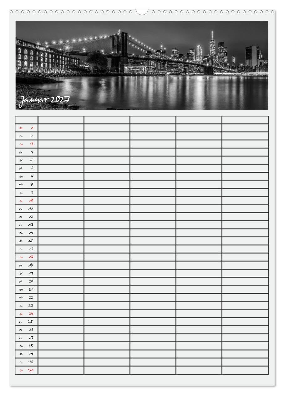 CALVENDO - NEW YORK CITY Teamplaner (Wandkalender 2027 DIN A2 hoch), Monatskalender: Für Terminierungen im Büro oder Daheim