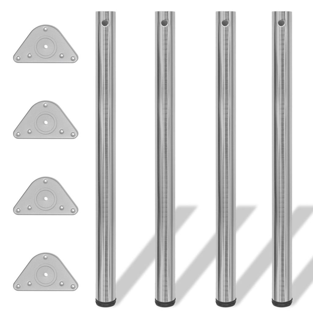 ShGaxin 4 Patas de Mesa Regulables en Altura, Patas Mesa, Patas Regulables, Patas Mesa Escritorio, Patas para Muebles, 870 mm (Color Níquel Pulido)