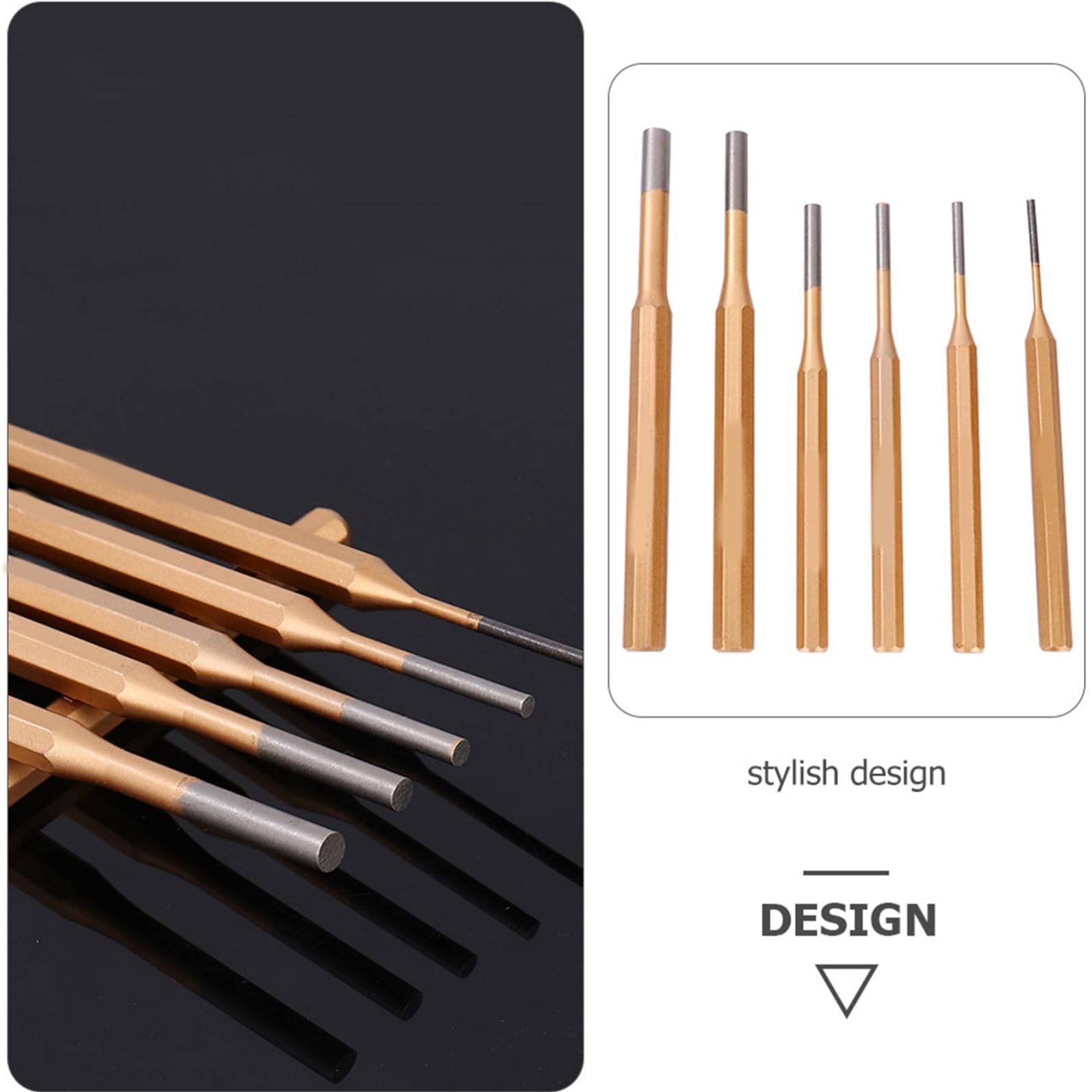 Ciieeo 2 Ensembles Ensemble De Poinçon D'épingle Punch Outil De Poinçon En Acier Coup De Poing Kit De Poinçon Outil De Poinçonnage Acier À Haute Teneur En Carbone 6 Pièces * 2