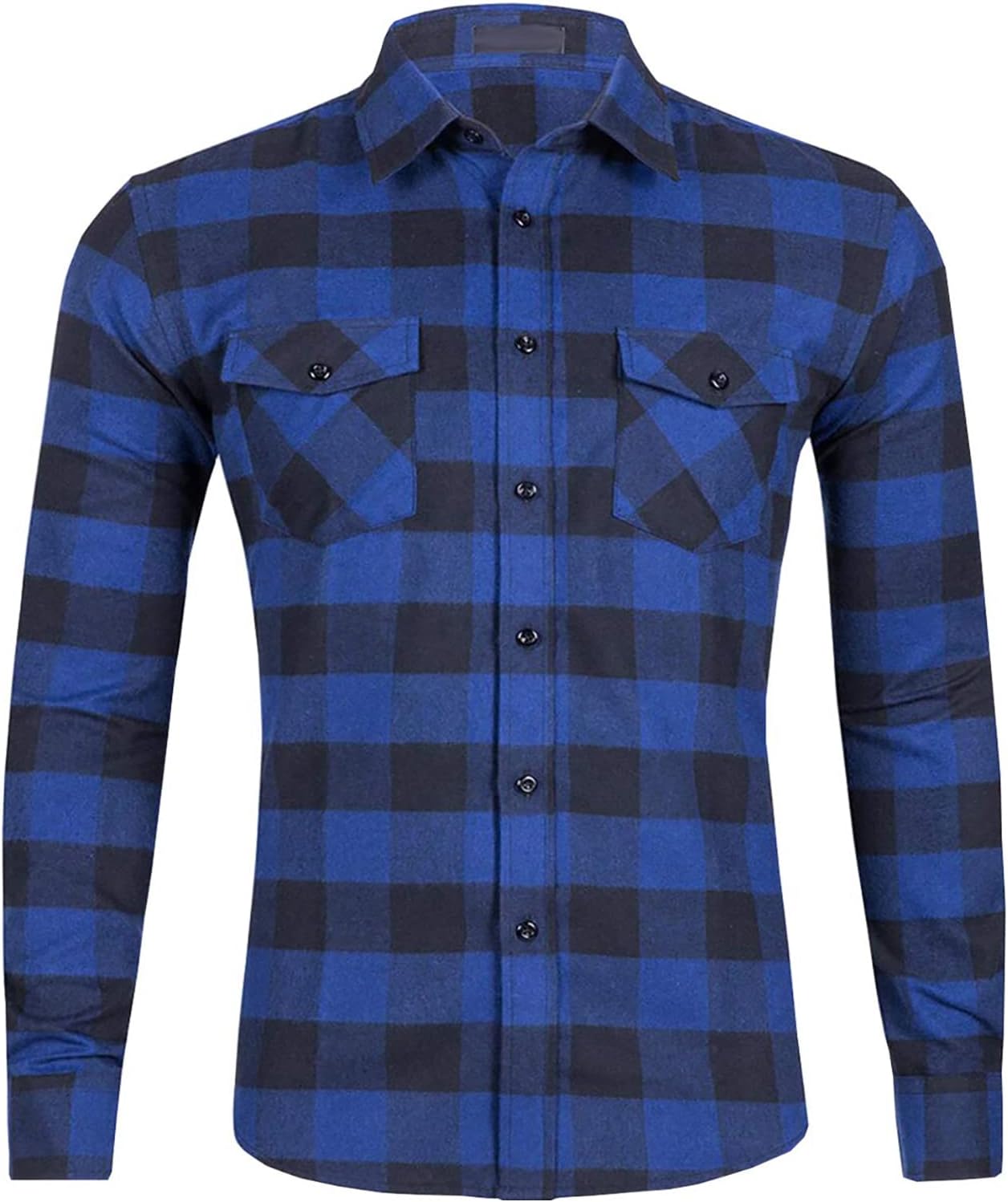 Mens Flannel Shirts Long Sleeve Button Down Regular Fit Plaid Casual Shirts - Image 2