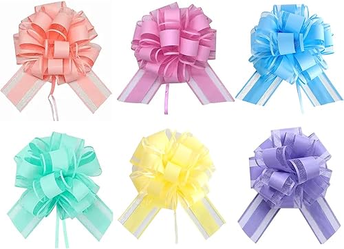 Miniatura 11 de 6 piezas de lazos de tirar, lazo de regalo verde frijol, 6 pulgadas, Navidad, fiesta, regalo de cumpleaños, boda, lazos de cinta para envolver cajas