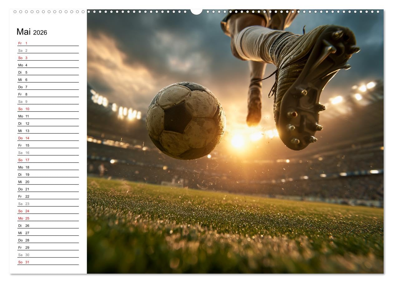 Fußball Kalender - Das Spiel unseres Lebens (hochwertiger Premium Wandkalender 2026 DIN A2 quer), Kunstdruck in Hochglanz: Fesselnde Fußballbilder ... Emotion und Liebe zum Ball. (CALVENDO Sport)