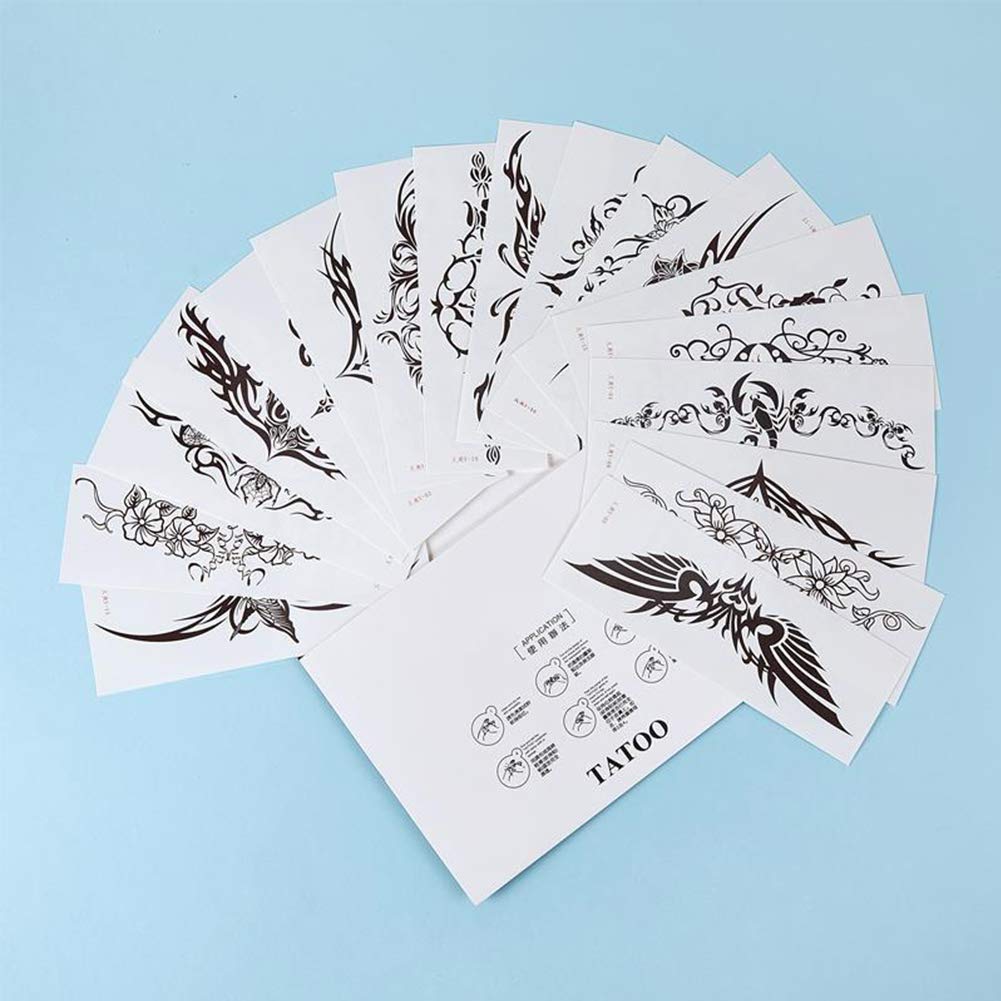 ELANE 19 Sheets Temporary Tattoo Stickers Set，Including 18PCS Body Art Makeup Fake Tattoo,1PCS Calm Down Tattoo Stickers Hand Neck Wrist Art Fashion,Waterproof Removable Body Sticker