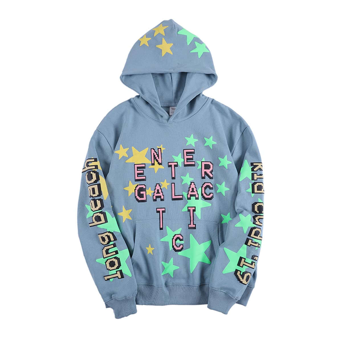 DONCAREEnter Galactic Night Glowing Hoodie Hip Hop Rapper Star Luminous Sweatshirts Painted Funny Pullover Hoodie