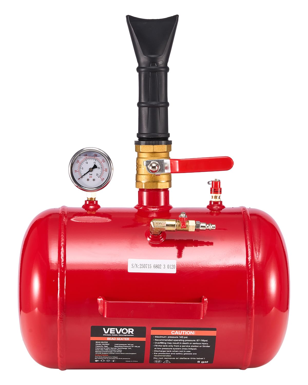 VEVOR Destalonador de Neumáticos 18,​9 L, Presión de Trabajo 0,​6-​0,​8 MPa, Bomba de Aire a Camionetas, Vehículos Todoterreno, Jeeps, Tractores Cortacésped, Autocaravanas, Rojo, 400 x 535 x 295 mm