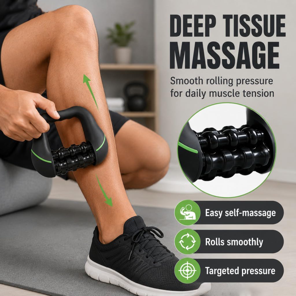 Massaggiatore Elettrico a Rullo Manuale, Rullo Massaggiante Elettrico con Manico, Massaggiatore Anticellulite, 8 Livelli di Intensità, Riduce la Cellulite e la Tensione su Corpo e Gambe