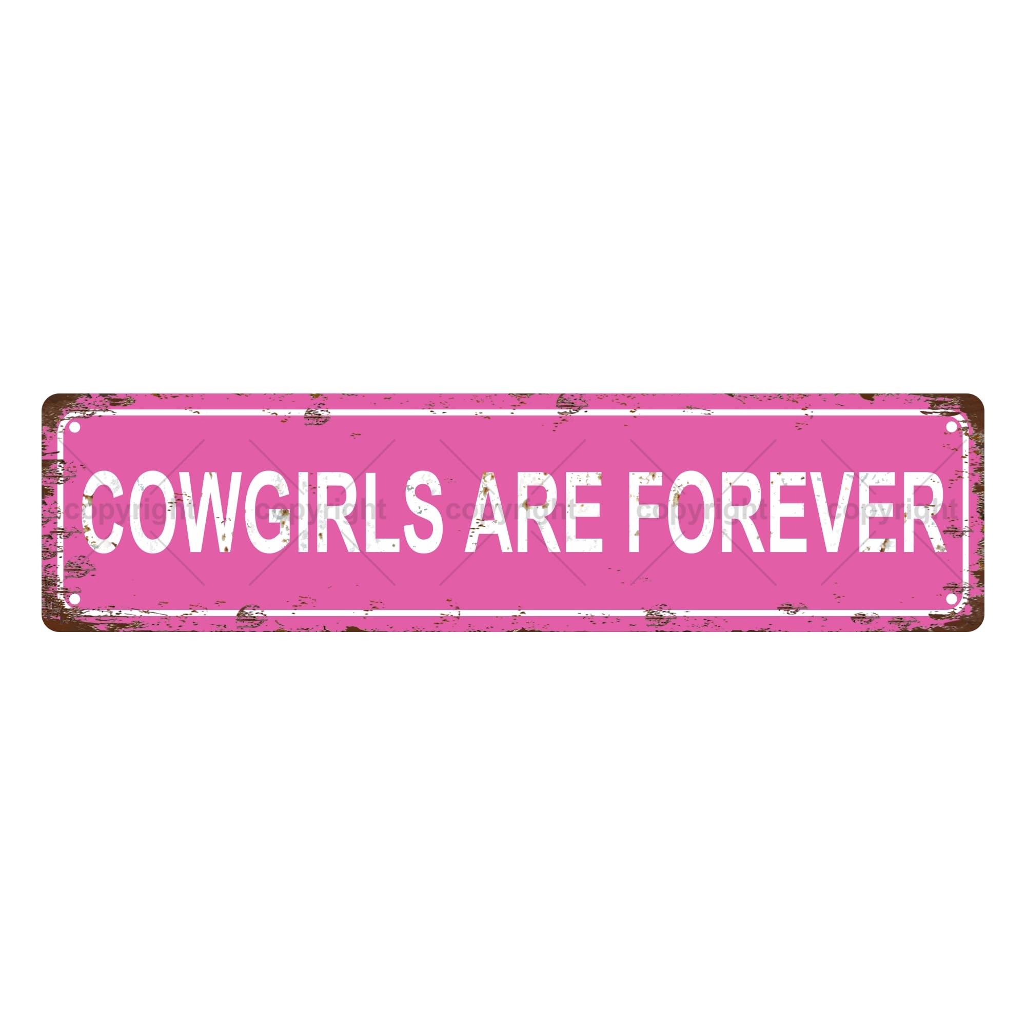 Cowgirls are Forever Girls Women Metal Tin Street Sign Bar Cafe Garage Cave Home Room Wall Bathroom Farmhouse Garden Porch Patio Decor,4x16 Inch