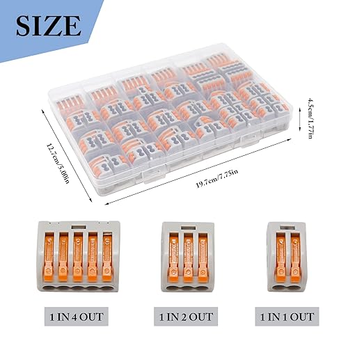 Miniatura 3 de 60 conectores de cable de palanca, conector de conductor de empalme compacto, kit de conectores de palanca surtida eléctrica de 2, 3, 5 puertos,