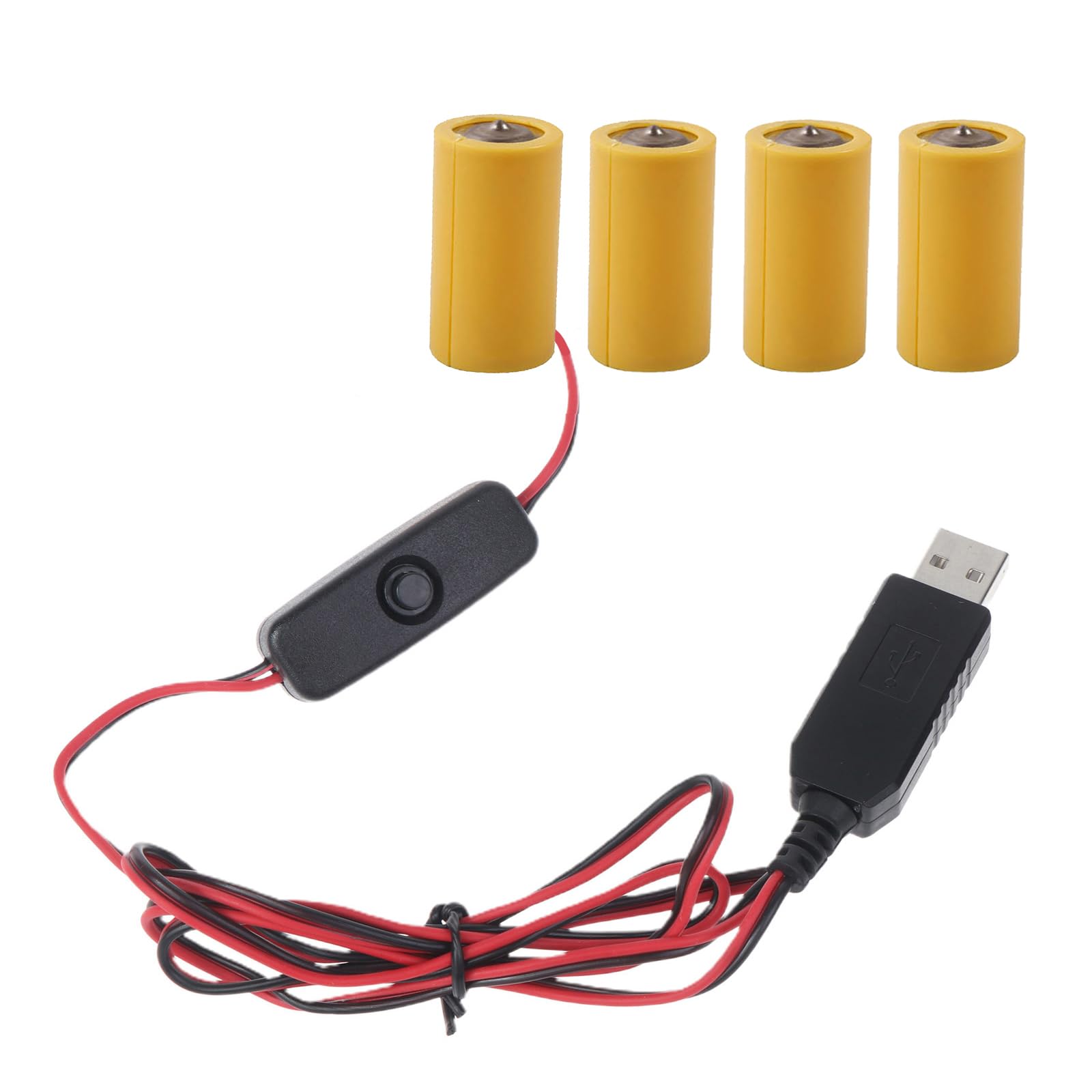LUCKGONI 97cm USB to 6V LR14 C Dummy Battery Eliminate Cable for 4 LR14 C Battery for Toy, Controllers, Gas Water Heater, Torches