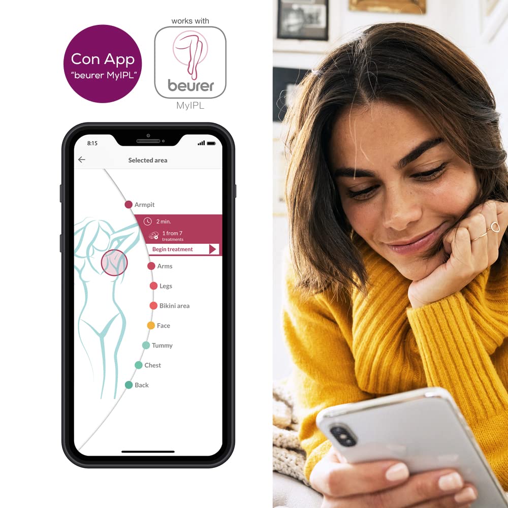 Beurer IPL 5800 Pure Skin Pro Aparato de depilación, Depiladora Eléctrica de Luz Pulsada, depilación permanente mediante tecnología IPL, para el cuerpo, el rostro y la zona del bikini, color negro